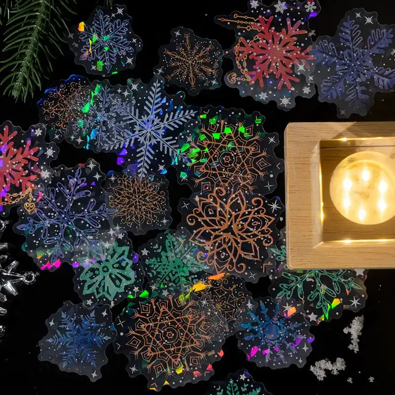 Flocons Autocollants pour Fenêtre Hollographiques Univers Noël 