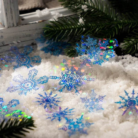 Flocons Autocollants pour Fenêtre Hollographiques - Univers Noël